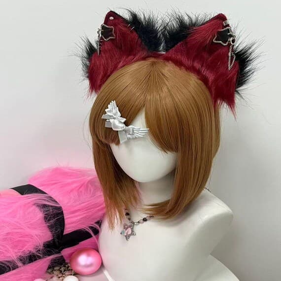 Realistic Faux Fur Ears Headband Catgirl Cosplay Accessory Costume Ears - Image 2